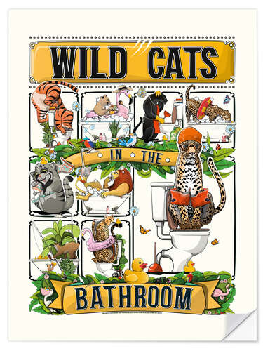 Naklejka na ścianę Wild Cats in the Bathroom