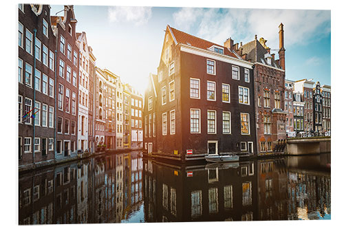 Foam board print Sunrise Over a Canal in Amsterdam