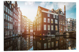 Magnettafel Sonnenaufgang über einem Kanal in Amsterdam