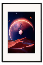 Gerahmter Kunstdruck Mondschein in der Wüste