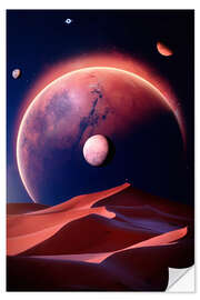 Selvklebende plakat Moonlight in the Desert