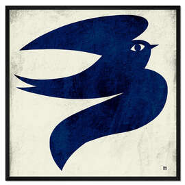 Gerahmter Kunstdruck Blauer Vogelflug