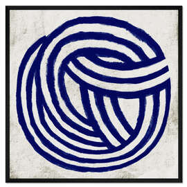 Gerahmter Kunstdruck Abstrakte Linien mit blauem Knoten