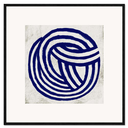 Framed art print Blue Knot Abstract Linework