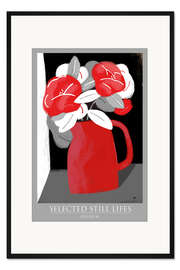 Gerahmter Kunstdruck Stillleben mit roten Blumen