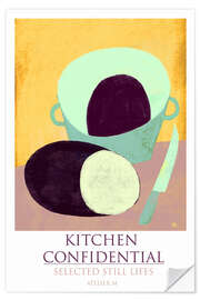 Selvklebende plakat Kitchen Confidential - Still Life With Sliced Eggplant