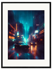 Framed art print Neon-Lit Cyber Road