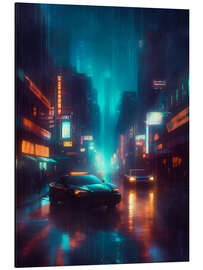 Magnettafel Neonbeleuchtete Cyberstraße