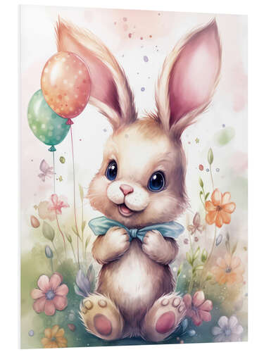 Quadro em PVC Little Bunny and Balloons