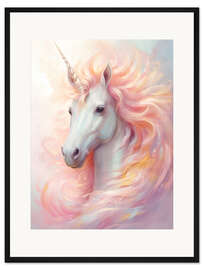 Gerahmter Kunstdruck Traumhaft schönes Einhorn