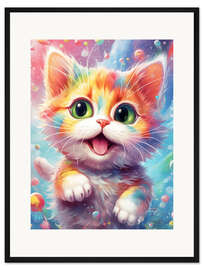 Gerahmter Kunstdruck Spielendes Kätzchen