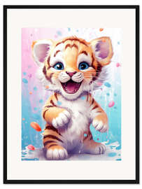 Gerahmter Kunstdruck Lustiges Tigerbaby