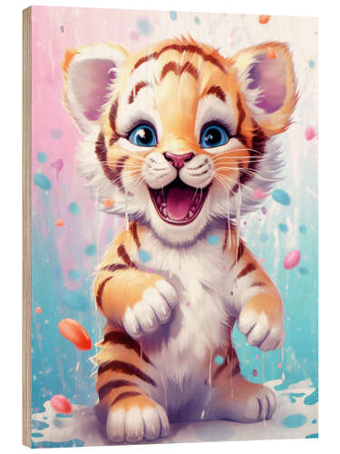 Trätavla Funny Tiger Cub