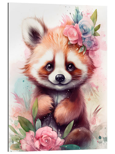 Gallery print Little Red Panda with Flowers