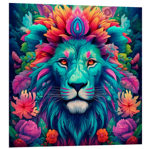 Foam board print Colorful Hippi Lion