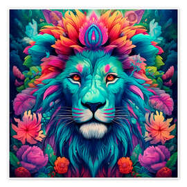 Póster Colorful Hippi Lion