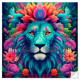 Sticker mural Colorful Hippi Lion