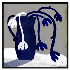 Gerahmter Kunstdruck Indigo-Blumenstillleben