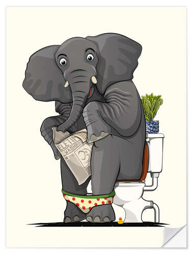 Wall sticker Elephant sitting on Toilet