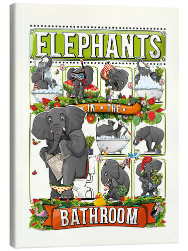 Canvastavla Elephants in the Bathroom