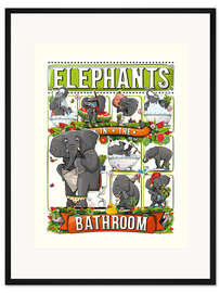 Gerahmter Kunstdruck Elefanten im Badezimmer