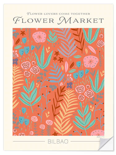 Selvklebende plakat Flower Market Bilbao