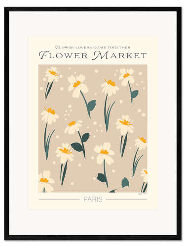 Ingelijste kunstdruk Flower Market Paris