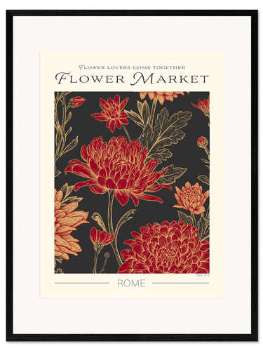 Impression artistique encadrée Flower Market Rome