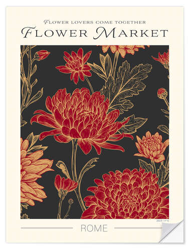 Selvklebende plakat Flower Market Rome