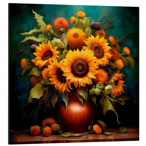 Aluminium print Lush Bouquet of Sunflowers