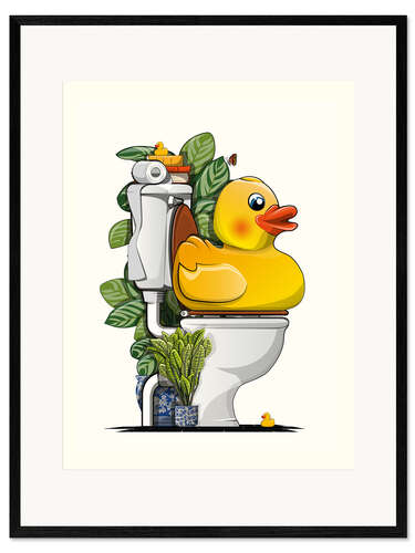 Innrammet kunsttrykk Rubber Duck on Toilet