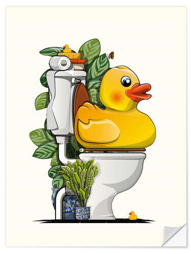 Naklejka na ścianę Rubber Duck on Toilet