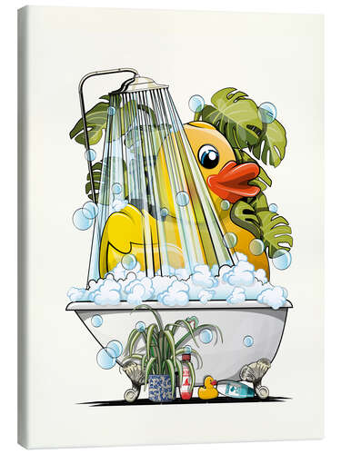 Canvas print Rubber Duck Showering