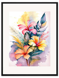 Gerahmter Kunstdruck Tropische Blumenatmosphäre