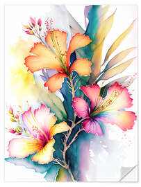 Selvklebende plakat Tropical Flower Dream