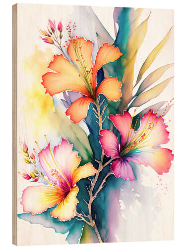 Wood print Tropical Flower Dream