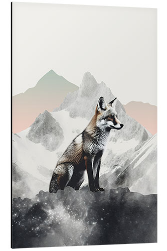 Aluminium print Fox On the Mountain Top