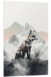 Quadro em PVC Fox On the Mountain Top