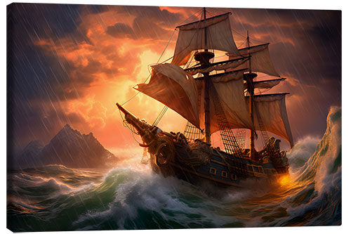 Canvas print Sailing Ship in the Mystical Sea