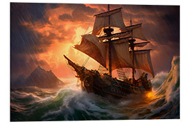 Foam board print Sailing Ship in the Mystical Sea