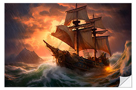 Sticker mural Sailing Ship in the Mystical Sea