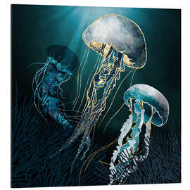 Magnettafel Metallische Quallen in türkismetalic