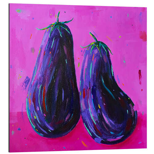 Quadro em alumínio Two Aubergines on Pink