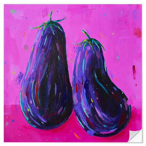 Wall sticker Two Aubergines on Pink