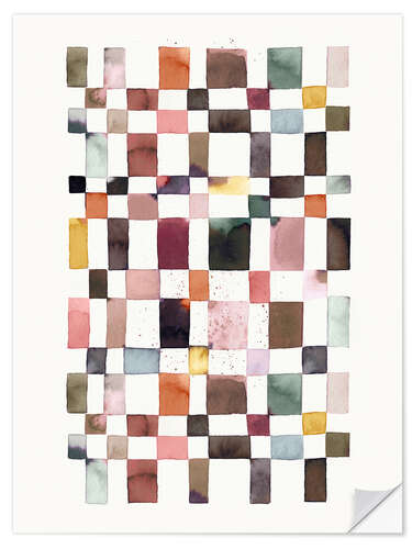 Selvklebende plakat Checker Watercolor