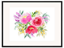 Gerahmter Kunstdruck Romantischer Rosenstrauß