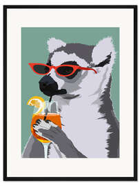 Gerahmter Kunstdruck Judgy Lemur with Aperol