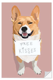 Naklejka na ścianę Free Kisses (Corgi)