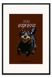 Gerahmter Kunstdruck Double Espresso (Dachshund)