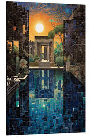 Magnettafel Tiefer Sonnenuntergang im Pool